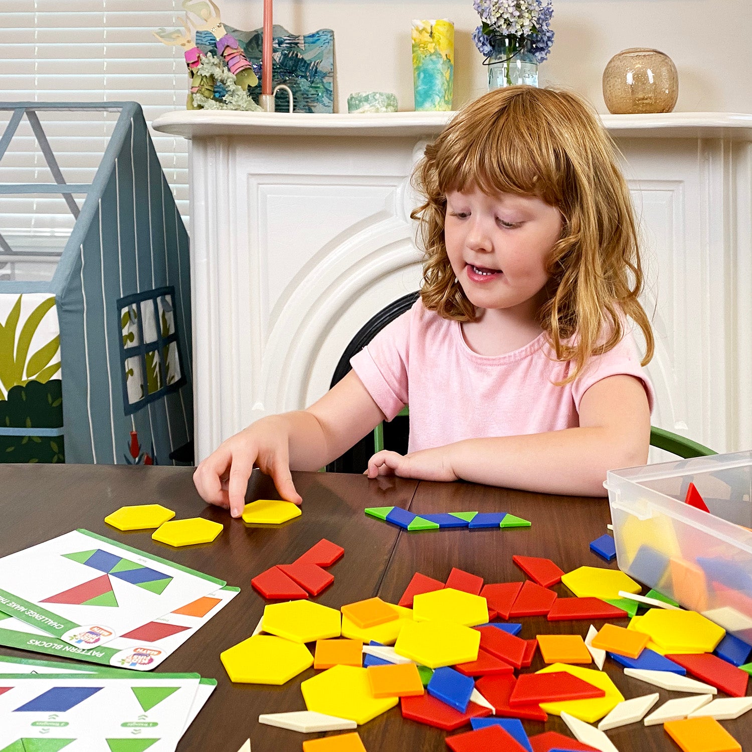 Making A Math With Math Pattern Blocks Kids First Math: Pattern Blocks Math Kit with Activity Cards – Thames ...