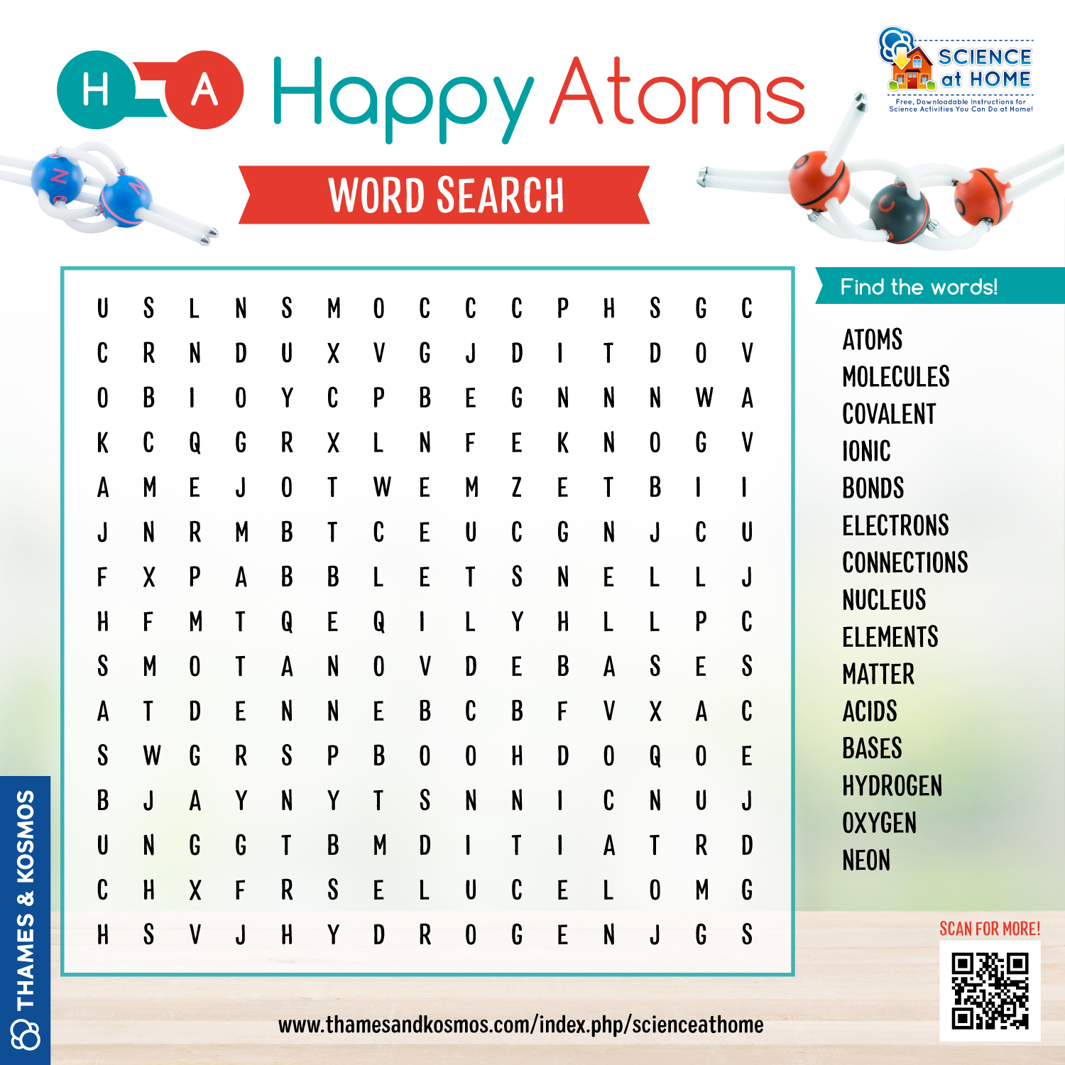 Happy Atoms Word Search ACTIVITY 