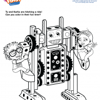 Kids First Robot Ride Coloring Page (ACTIVITY)
