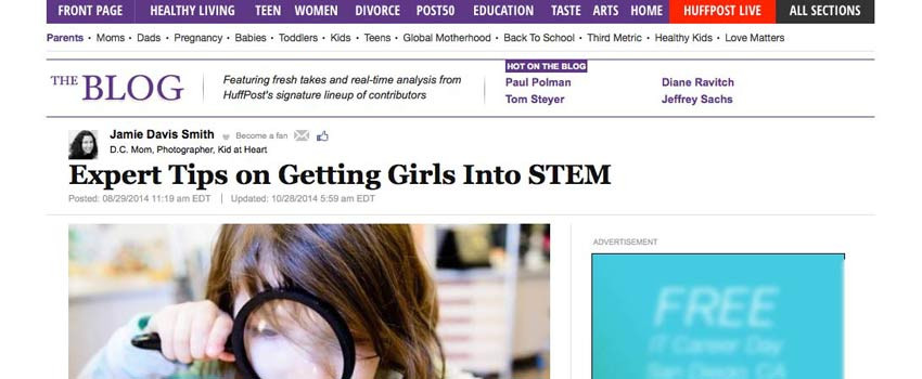 Huffington Post Expert Tips on Getting Girls Into STEM